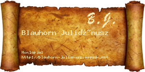 Blauhorn Juliánusz névjegykártya